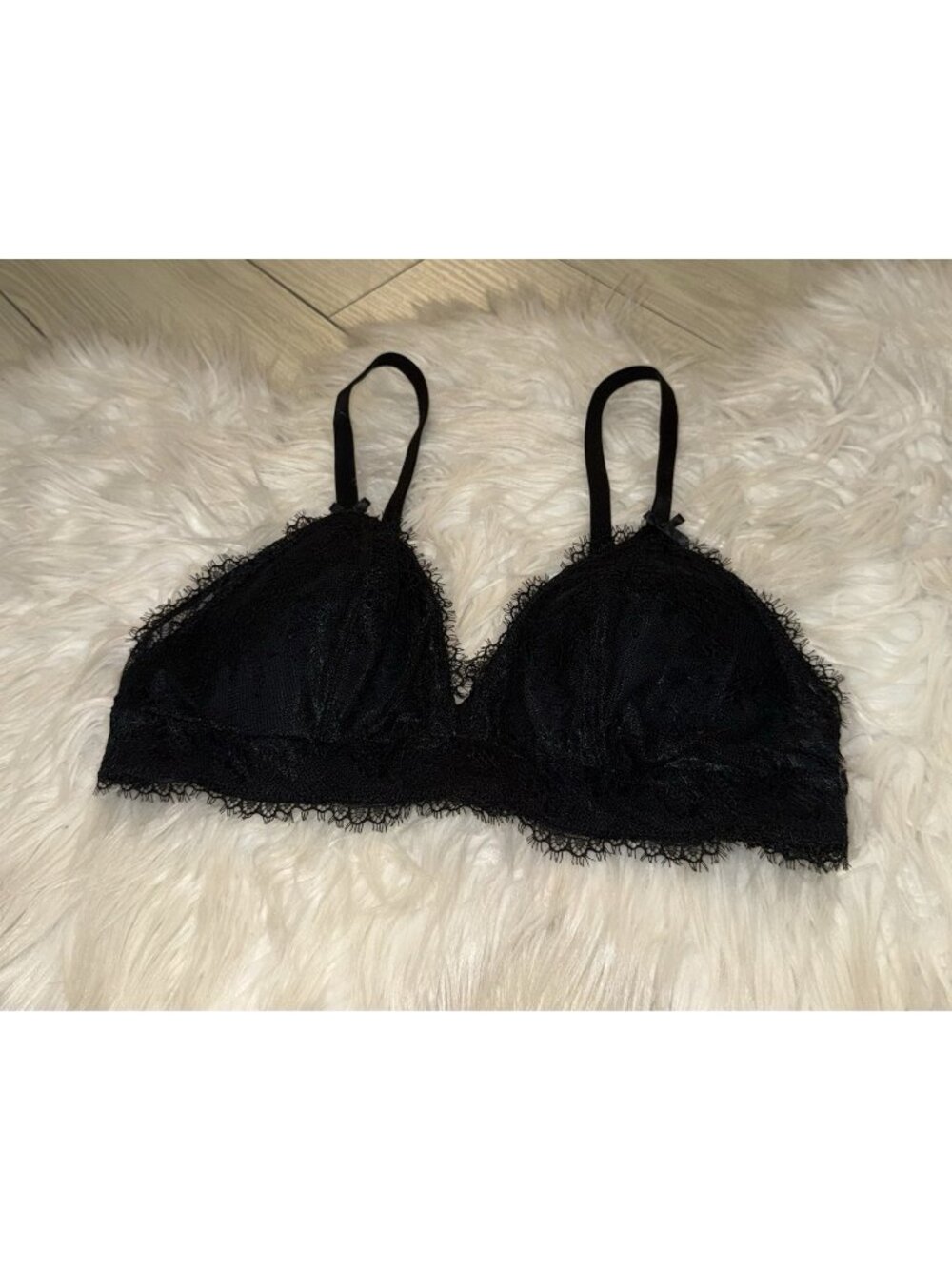 Auden Lace PMV Pad Bralette Bra Triangle Cup Wire Free Womens L Large Black